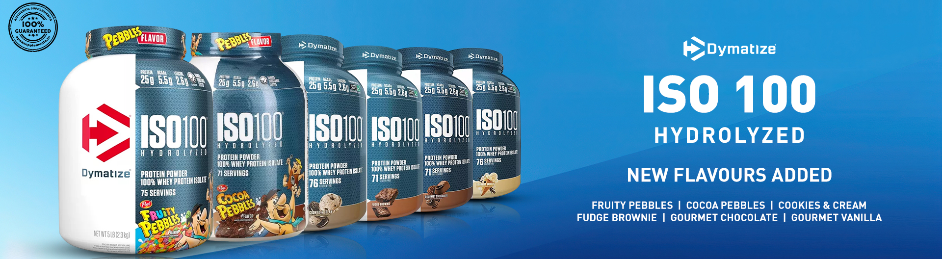 Dymatize ISO100 flavours banner