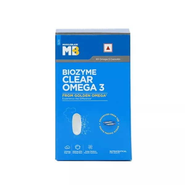 Buy 60 Capsules of MuscleBlaze Biozyme Omega-3 Fish Oil Online in India